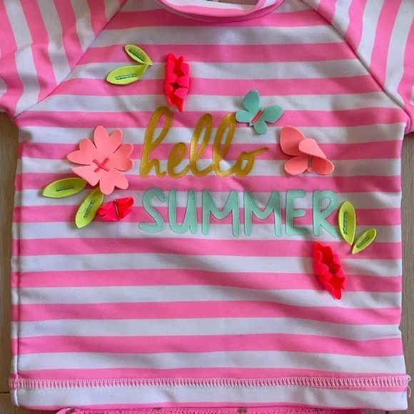 𝅺EUC Hello Summer rash guard‎ bathing suit set - Picture 2 of 5
